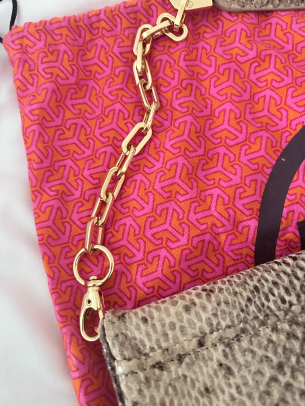 Tory Burch Audra Reva Leather Python Print Shoulder/Clutch Bag - Picture 5 of 13